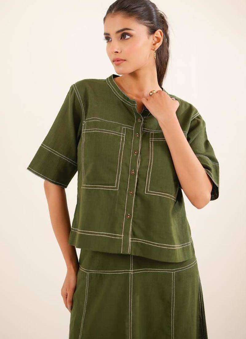 Mehendi green top shirt and skirt
