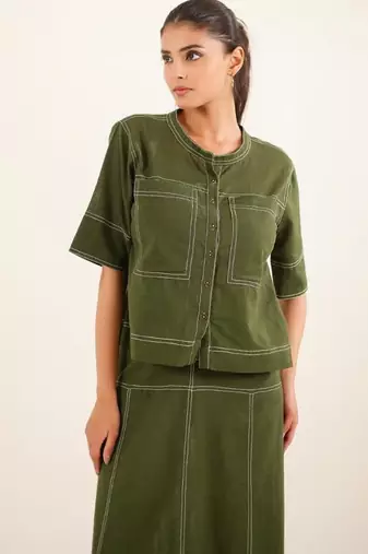 Mehendi green top shirt and skirt