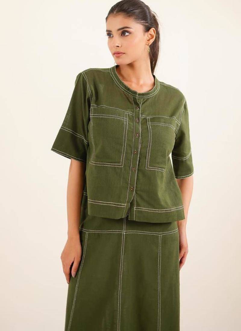 Mehendi green top shirt and skirt