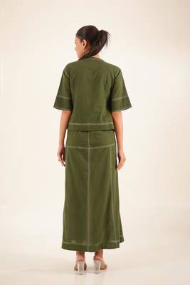 Mehendi green top shirt and skirt 4