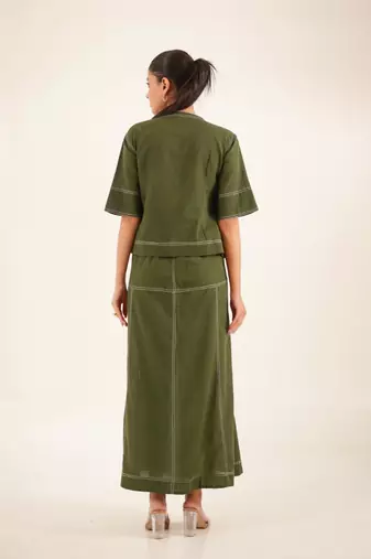Mehendi green top shirt and skirt