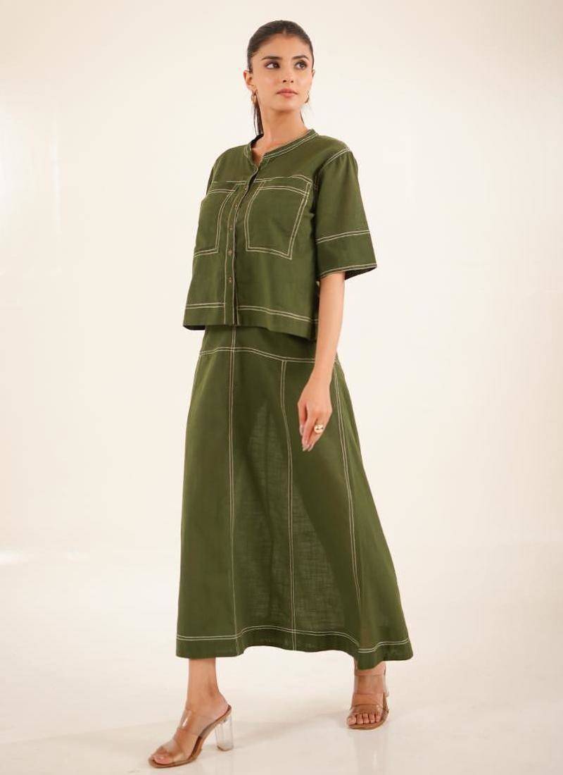 Mehendi green top shirt and skirt