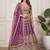 purple embroidered soft net lehenga set choli with dupatta