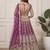 purple embroidered soft net lehenga set choli with dupatta