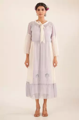 Powder blue block printed dress