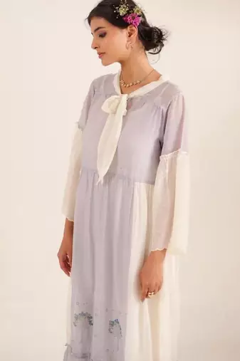 Powder blue block printed dress