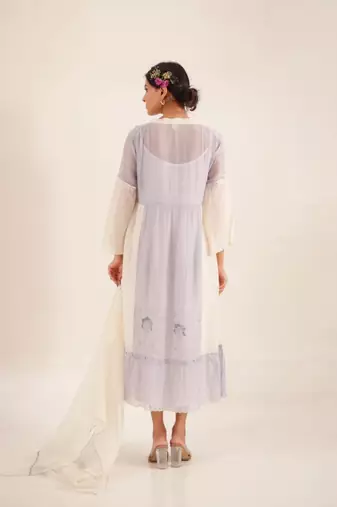 Powder blue block printed dress