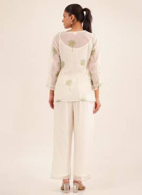 White green block print top and palazzo 5