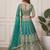 green embroidered soft net lehenga set choli with dupatta