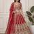 red zari embroidered net lehenga set choli with dupatta