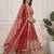 red zari embroidered net lehenga set choli with dupatta