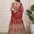 red zari embroidered net lehenga set choli with dupatta