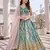 teal green simmer silk lehenga choli with dupatta