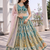 teal green simmer silk lehenga choli with dupatta