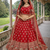 red silk zari and beads lehenga choli with dupatta