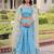  sky blue zari embroidered crushed lehenga set choli with dupatta