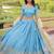  sky blue zari embroidered crushed lehenga set choli with dupatta