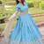  sky blue zari embroidered crushed lehenga set choli with dupatta