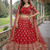 red silk zari and beads lehenga choli with dupatta