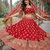 red silk zari and beads lehenga choli with dupatta