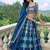 royal blue mirror work fendi silk lehenga choli with dupatta