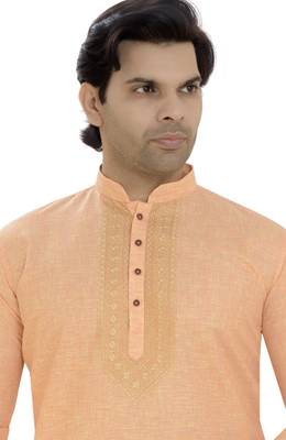 Arruga sylish cotton linen embroidery kurta pyjama 5