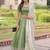 green zari embroidered crushed lehenga set choli with dupatta
