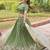 green zari embroidered crushed lehenga set choli with dupatta