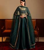 green malai satin lehenga choli with dupatta