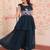 Blue designer faux blooming embroidered gown