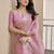 Light pink soft tissue linen silk saree with all-over zari linings & rich zari pallu