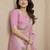 Light pink soft tissue linen silk saree with all-over zari linings & rich zari pallu