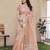 Peach soft tissue linen silk saree with all-over zari linings & rich zari pallu