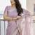 Light purple soft tissue linen silk saree with all-over zari linings & rich zari pallu