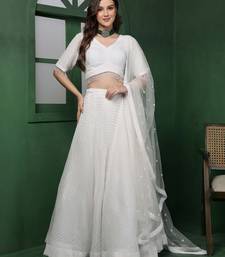 white monotone beadwork lehenga set with blouse and dupatta