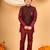 Boys maroon cotton blend kurta pyjama set with jacquard geometric floral waistcoat