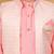 Boys pink cotton silk kurta pyjama set with jacquard elongated pattern waistcoat