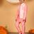 Boys pink cotton silk kurta pyjama set with jacquard elongated pattern waistcoat