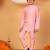 Boys pink cotton silk kurta pyjama set with jacquard elongated pattern waistcoat