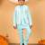 Boys sky blue cotton silk kurta pyjama set with jacquard elongated pattern waistcoat