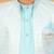 Boys sky blue cotton silk kurta pyjama set with jacquard elongated pattern waistcoat