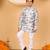 Boys off white & grey rayon zari embroidered botanical print kurta & pyjama set
