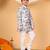 Boys off white & grey rayon zari embroidered botanical print kurta & pyjama set