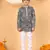 Boys charcoal grey rayon floral vine embroidered sequined kurta & pyjama set