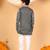 Boys charcoal grey rayon floral vine embroidered sequined kurta & pyjama set