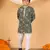 Boys olive green rayon floral vine embroidered sequined kurta & pyjama set
