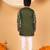 Boys olive green rayon floral vine embroidered sequined kurta & pyjama set