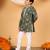 Boys olive green rayon floral vine embroidered sequined kurta & pyjama set