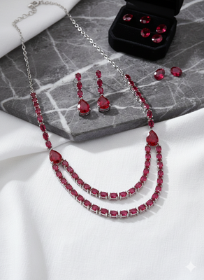 Red american diamonds necklaces 1