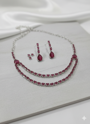 Red american diamonds necklaces 2